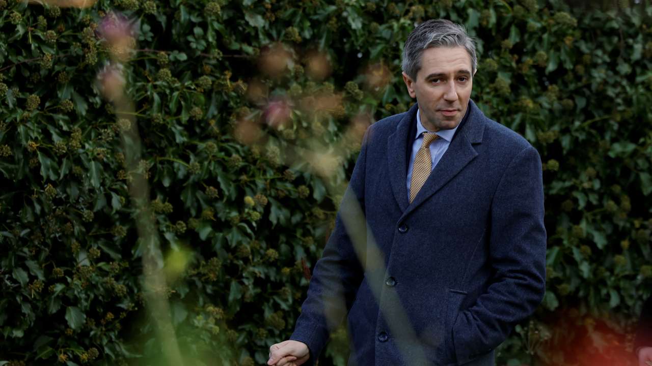 Taoiseach Simon Harris canvasses ahead of a general election, in Dublin