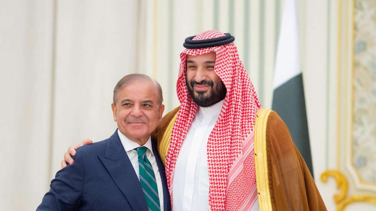 Saudi Crown Prince Mohammed bin Salman and Pakistan Prime Minister Shehbaz Sharif sign a defence agreement in Riyadh