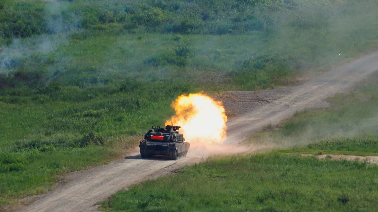 Soldiers of the U.S. Army's 1st Armored Brigade Combat Team, 1st Armored Division conduct a live-fire drill, in Pocheon