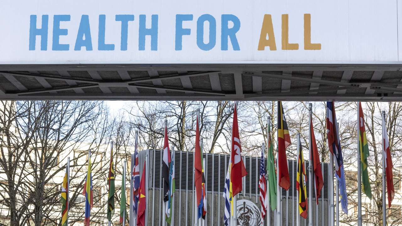 WHO logo is seen near its headquarters in Geneva