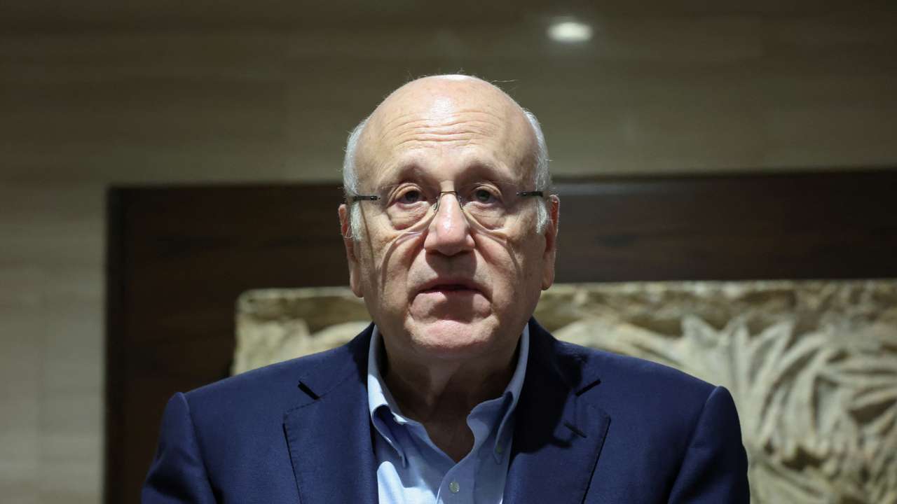 Lebanon's caretaker Prime Minister Najib Mikati speaks during a press conference in Beirut