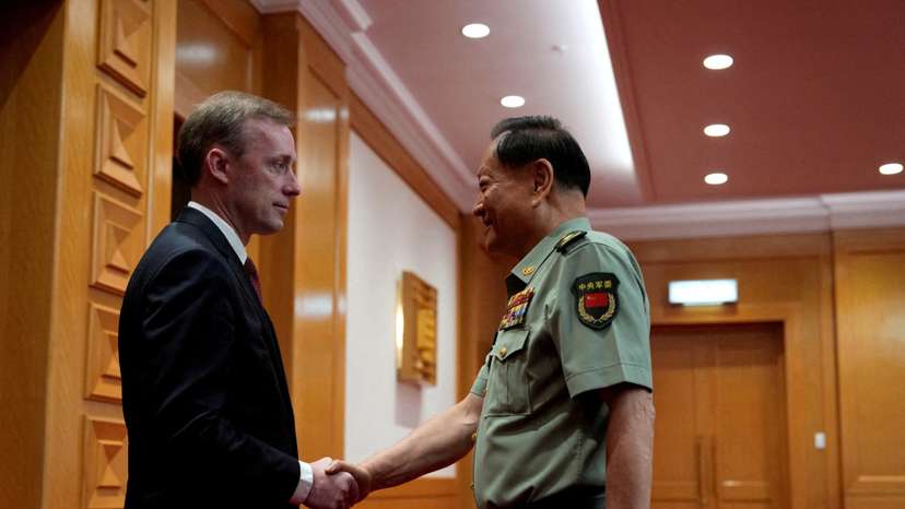FILE PHOTO: Zhang Youxia, vice chairman of the CPC Central Military Commission meets with White House national security adviser Jake Sullivan at the Bayi building in Beijing