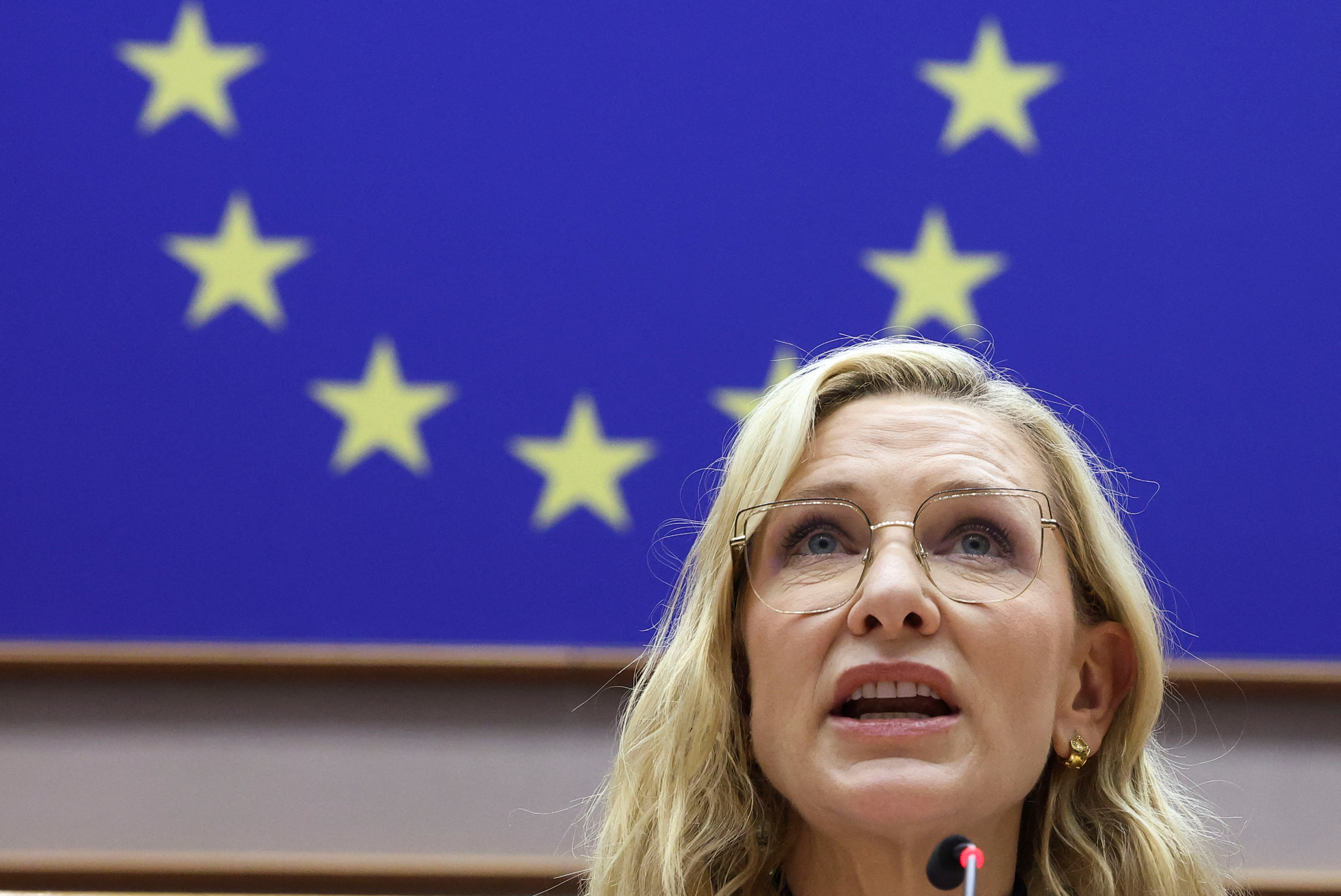 Cate Blanchett visits EU Parliament in Brussels