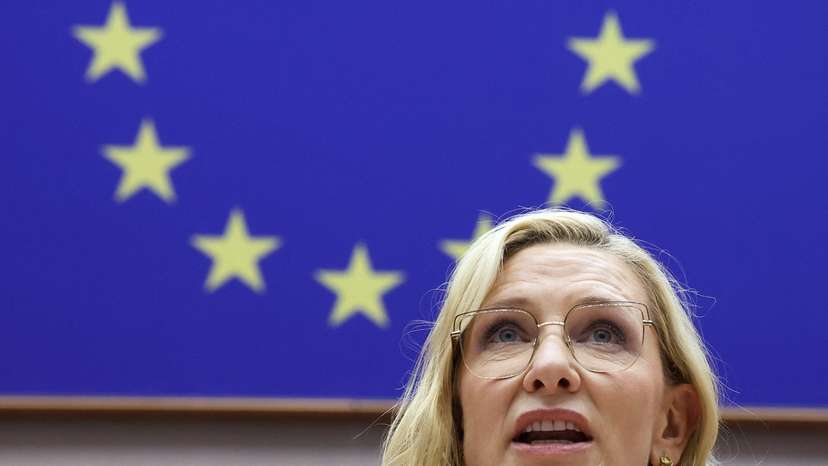 Cate Blanchett visits EU Parliament in Brussels