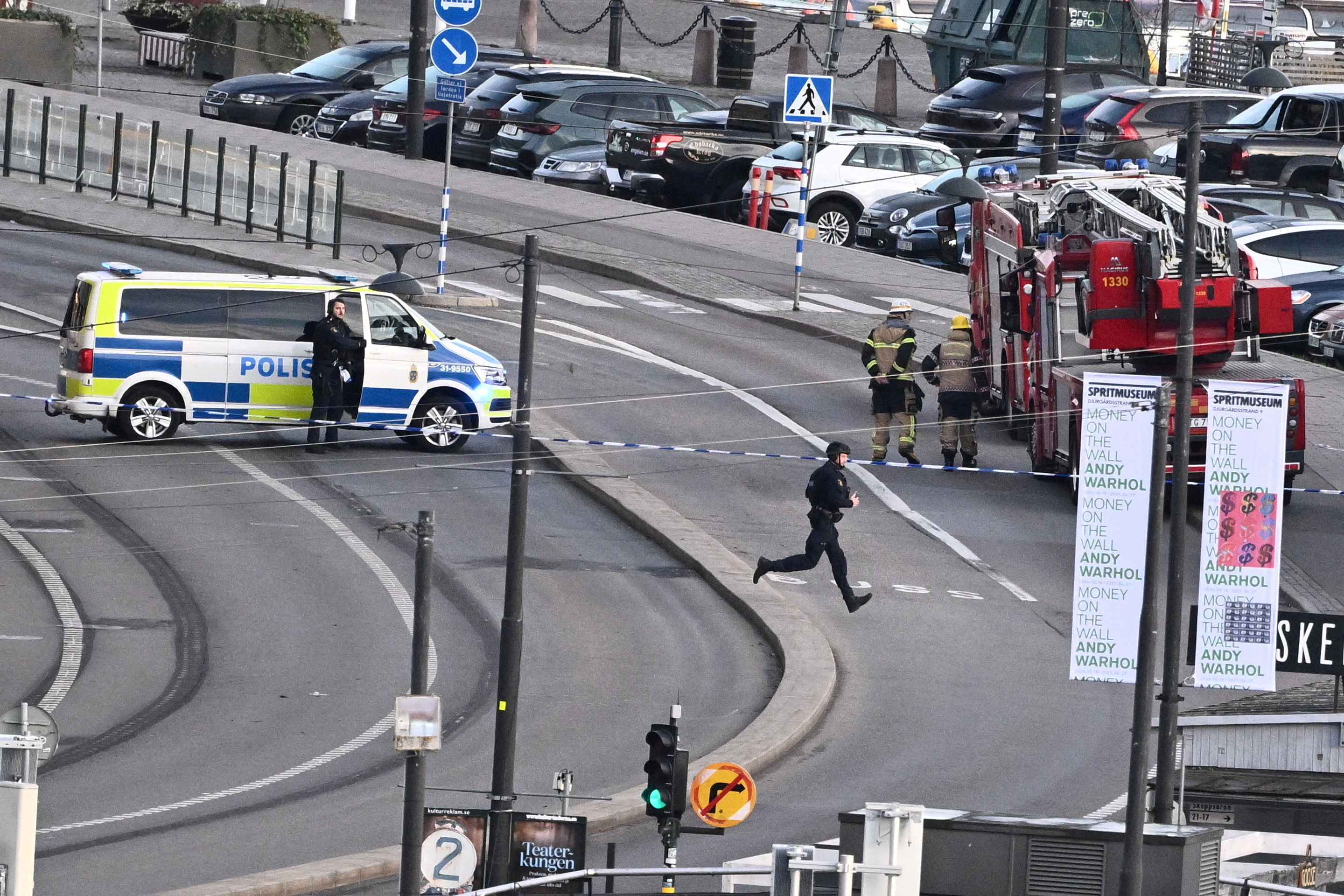 FILE PHOTO: Police bomb squad on site in the Old Town in Stockholm