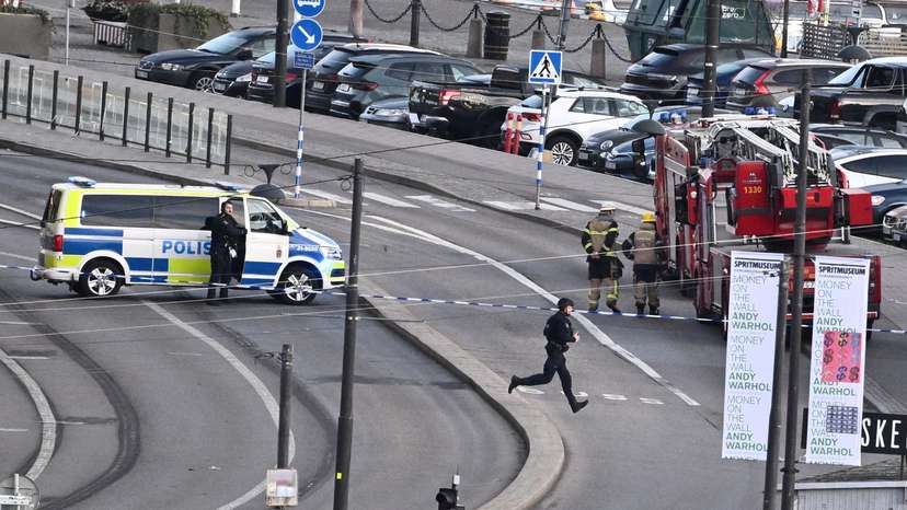 FILE PHOTO: Police bomb squad on site in the Old Town in Stockholm