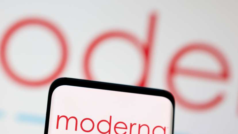 Illustration shows Moderna logo