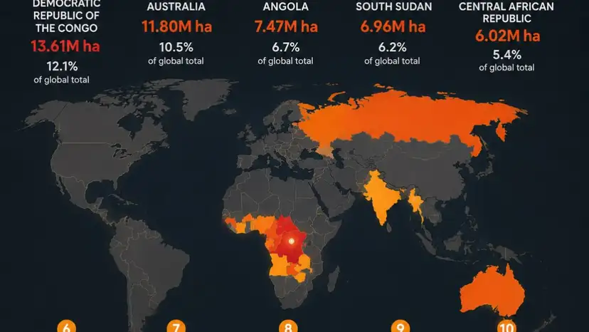 DR Congo leads global burned land in 2026