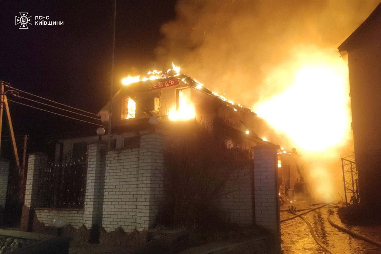 Aftermath of a Russian drone attack in Kyiv region