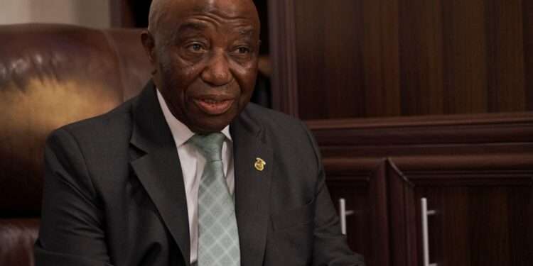 Liberia president-elect Joseph Boakai attends an interview at his home in Monrovia