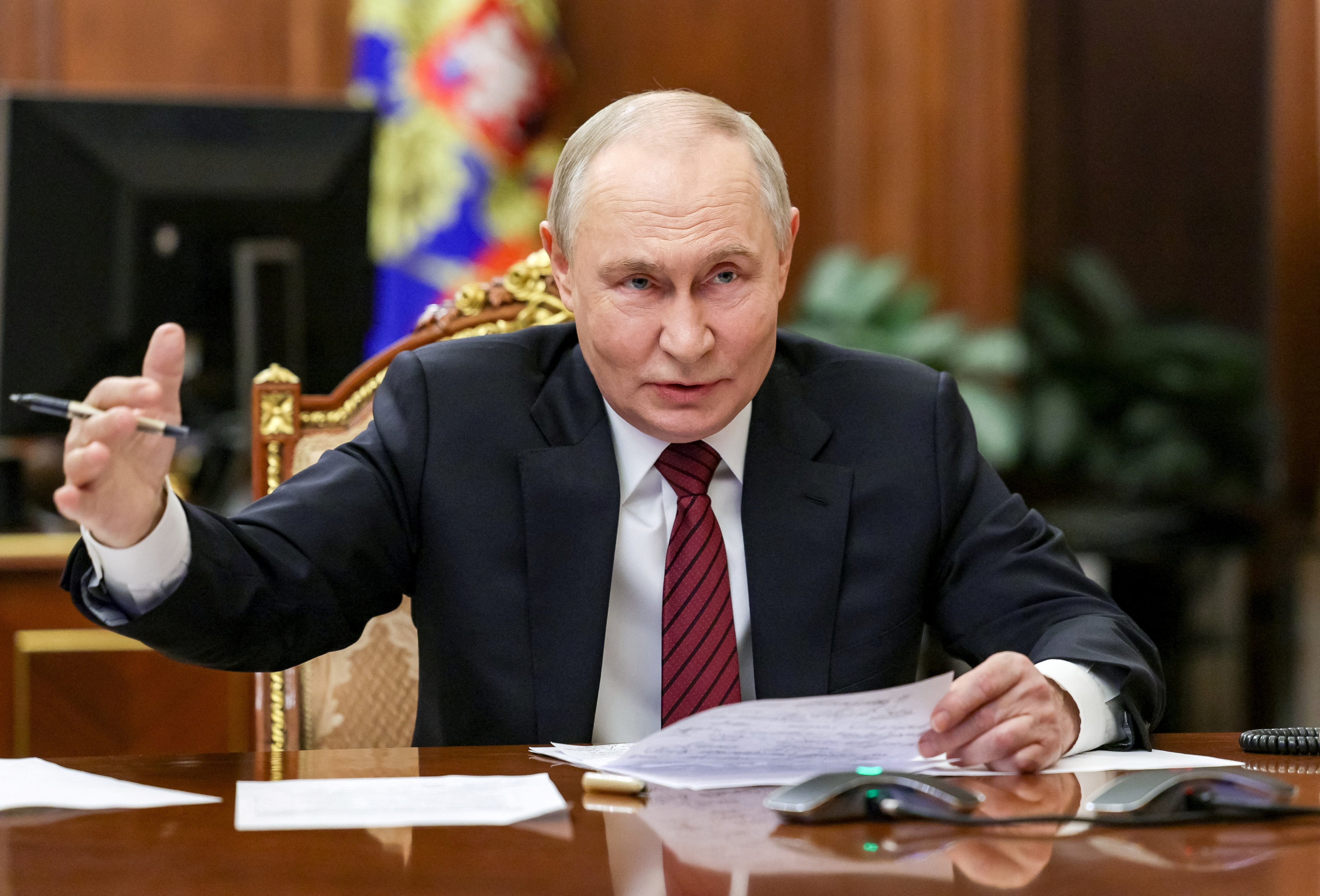 Russian President Vladimir Putin holds a meeting in Moscow