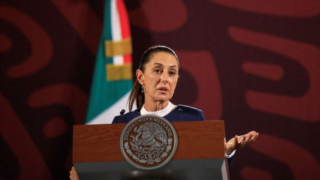 Mexican President-elect Claudia Sheinbaum holds a press conference, in Mexico City