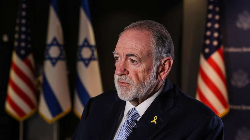 U.S. Ambassador to Israel Mike Huckabee looks on during an interview with Reuters in Jerusalem