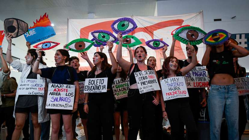 Demonstrators protest against Argentina's President Javier Milei's economic policies, in Buenos Aires