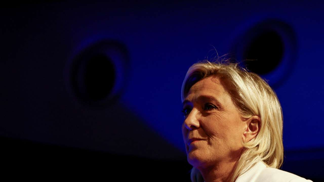 Bardella speaks after the polls closed during the European Parliament elections, in Paris