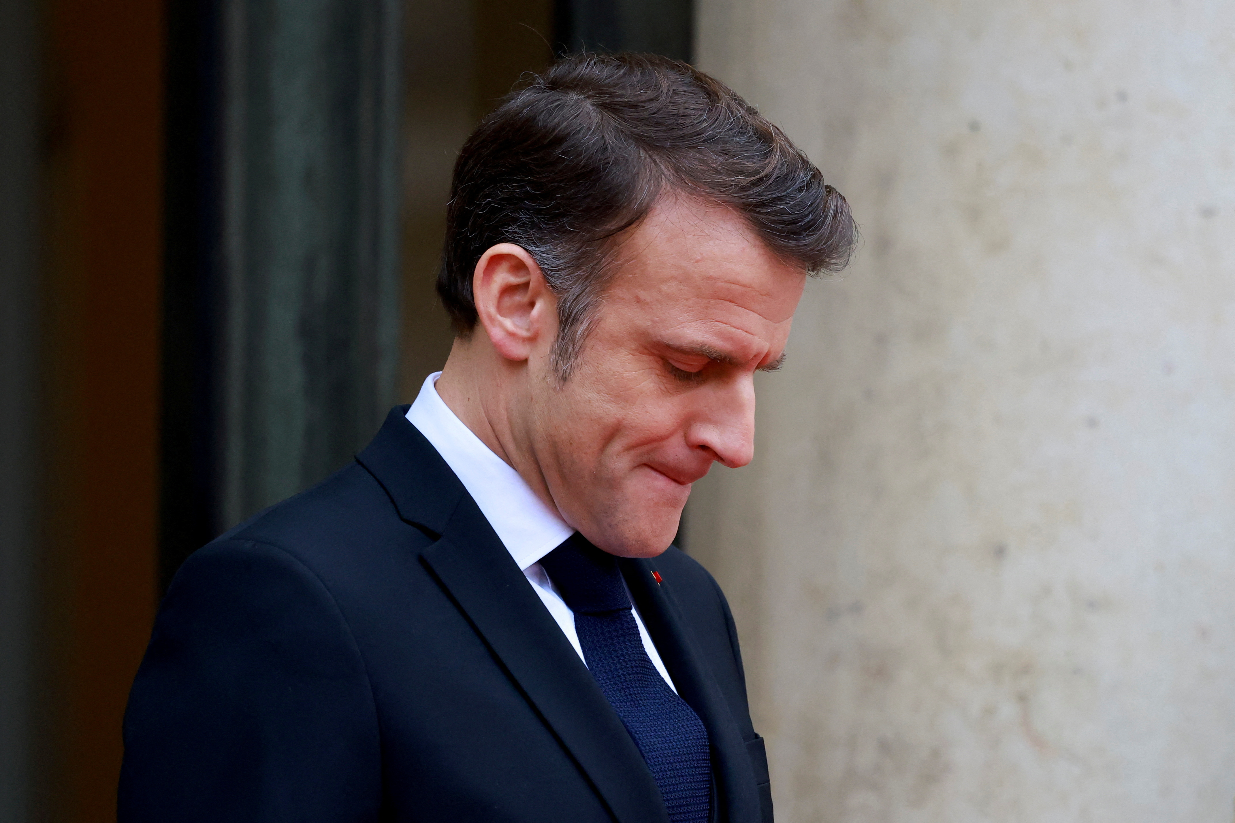 French President Macron at the Elysee Palace in Paris