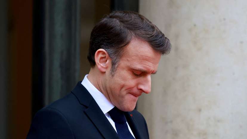 French President Macron at the Elysee Palace in Paris