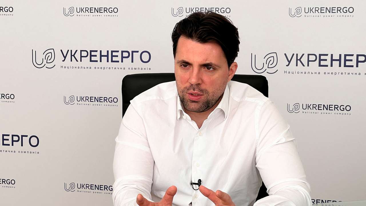 Kudrytskyi, CEO of Ukrenergo National Energy electricity transmission system operator speaks with Reuters in Kyiv,