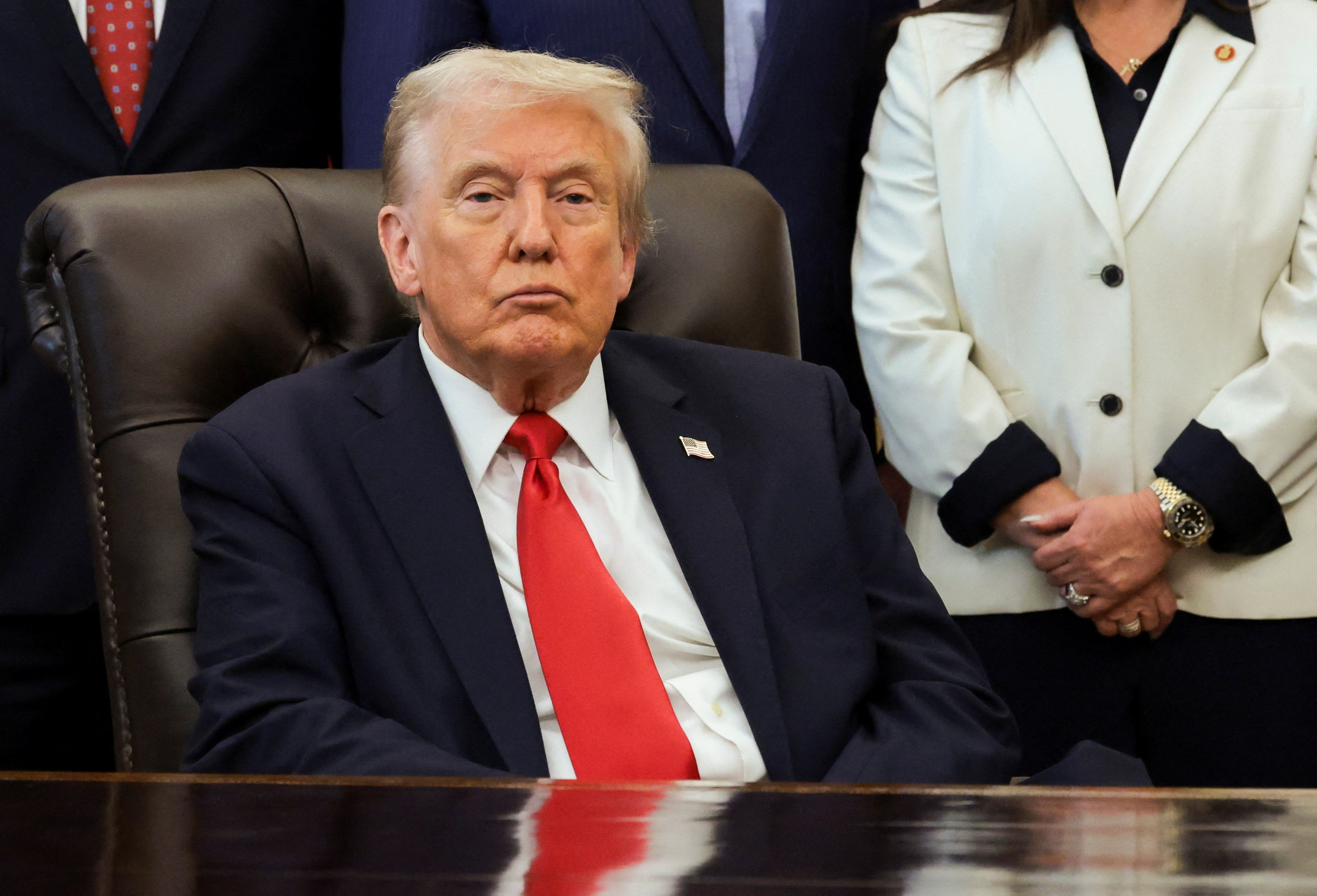 U.S. President Donald Trump holds event in the Oval Office at the White House in Washington, D.C.