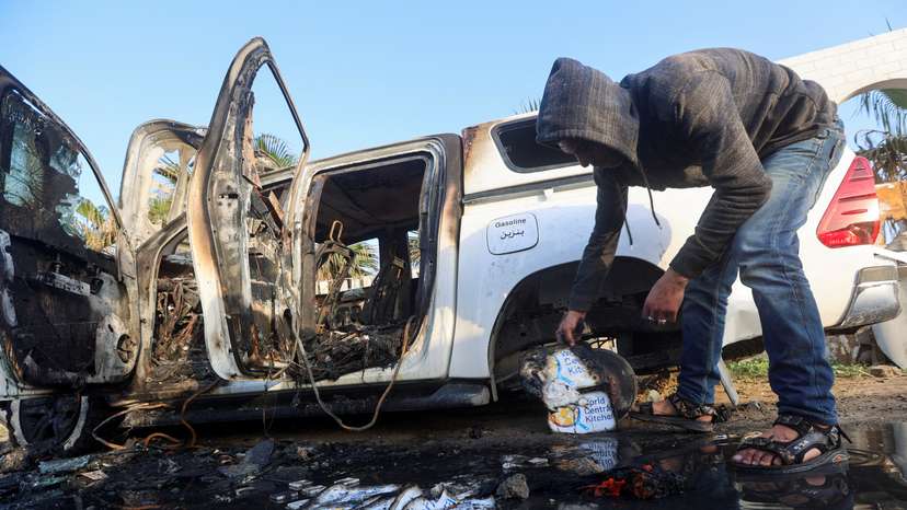 Site of a strike on WCK vehicle in central Gaza Strip
