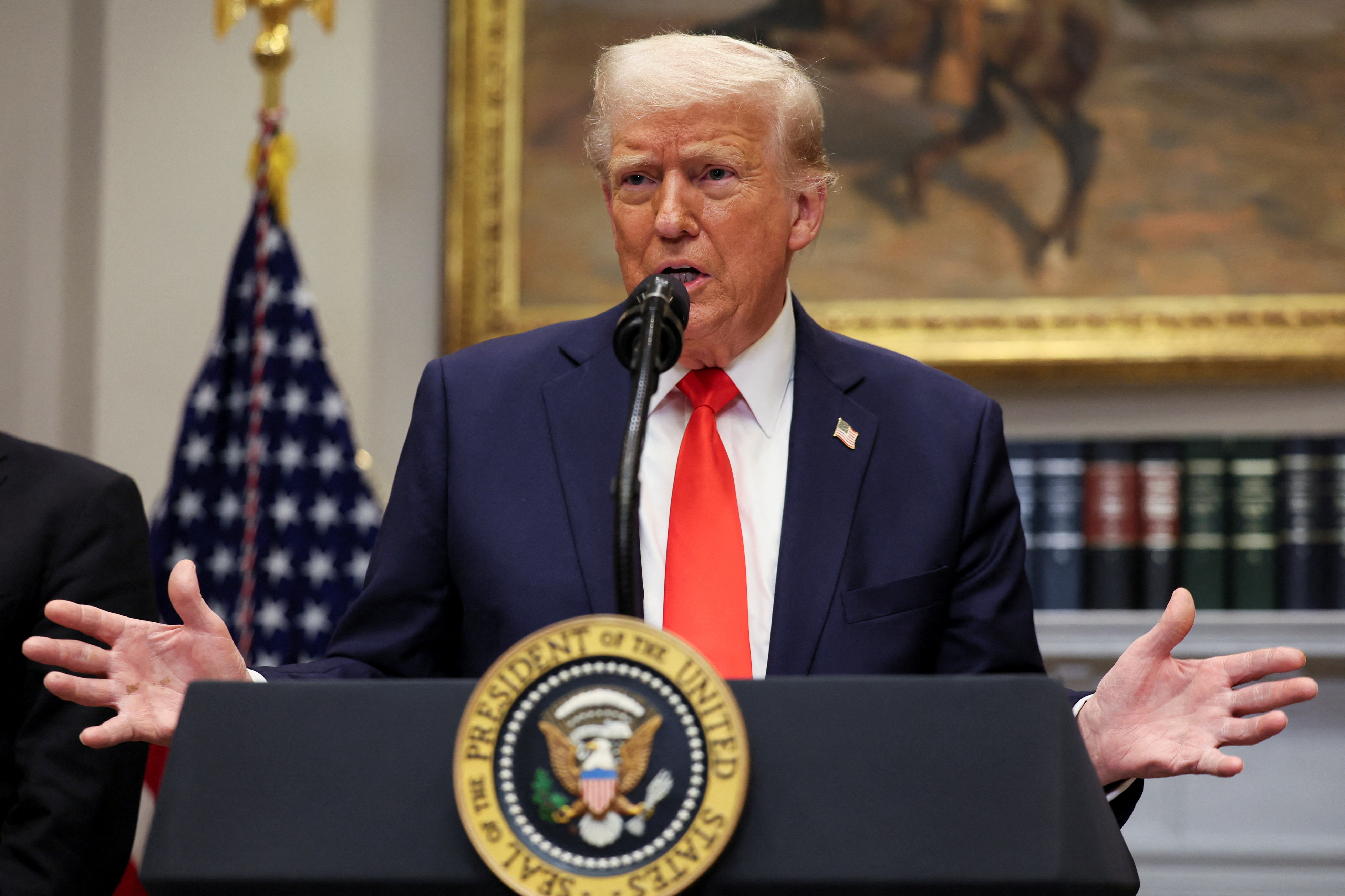 U.S. President Trump makes an announcement about investment, at the White House