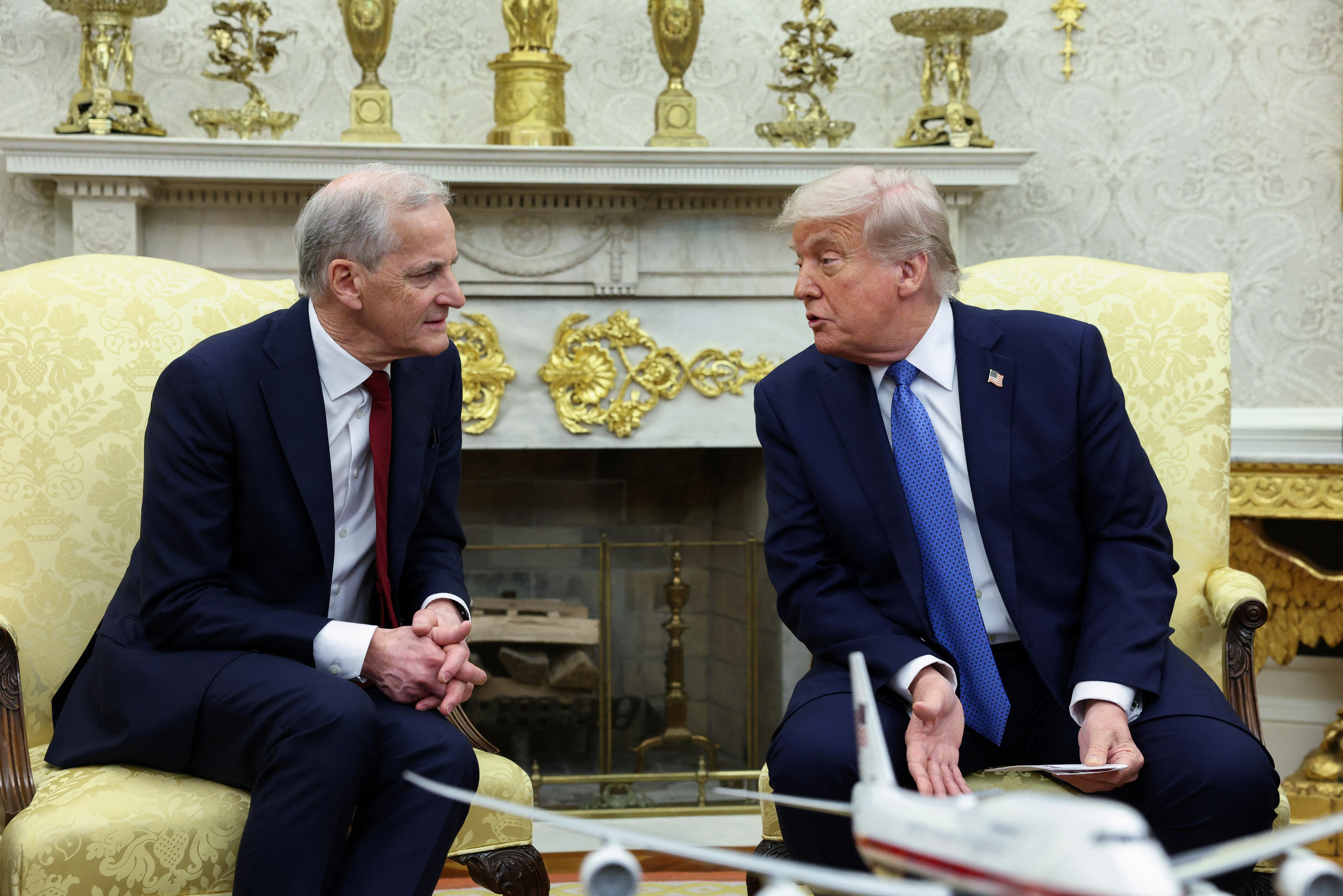 U.S. President Donald Trump meets with Norway's Prime Minister Jonas Gahr Stoere in Washington