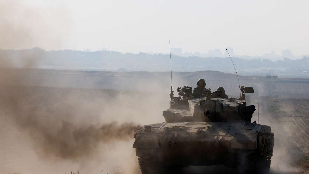 Israeli tank maneuvers near Israel's border with Gaza