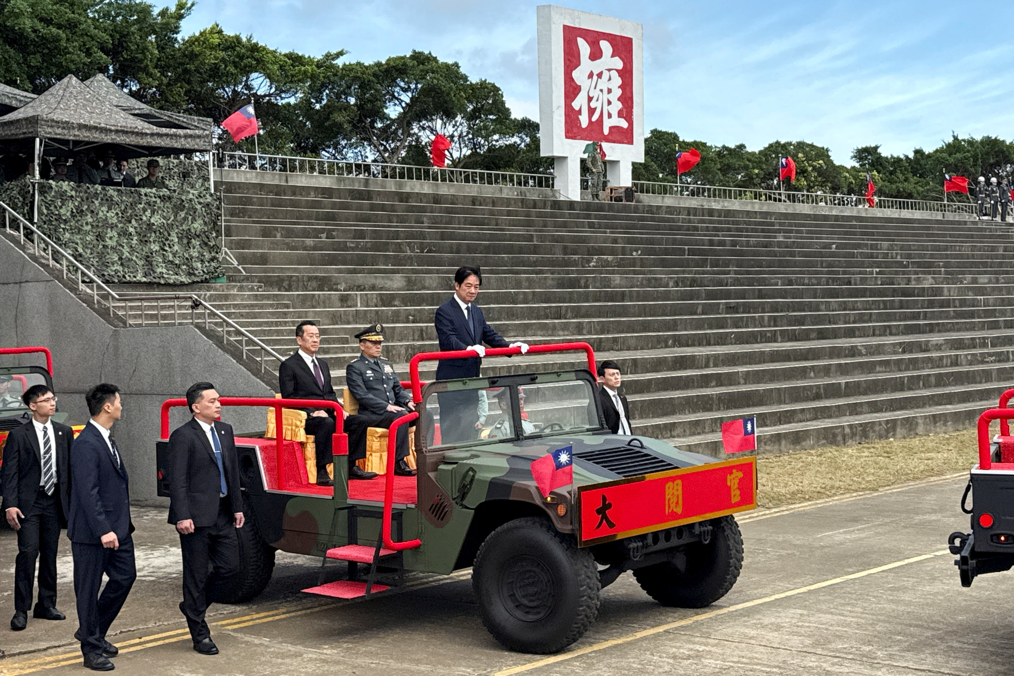 Taiwan President Lai Ching-te at the Hukou military base in Hsinchu