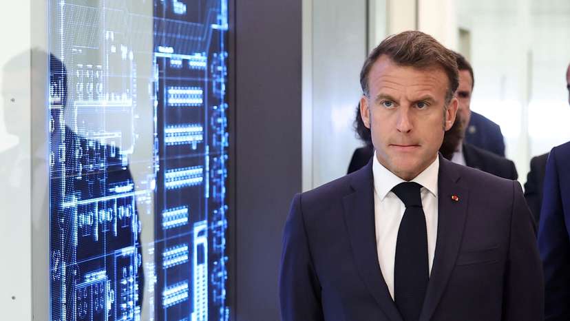 French President Macron inaugurates EssilorLuxottica laboratory in Wissous