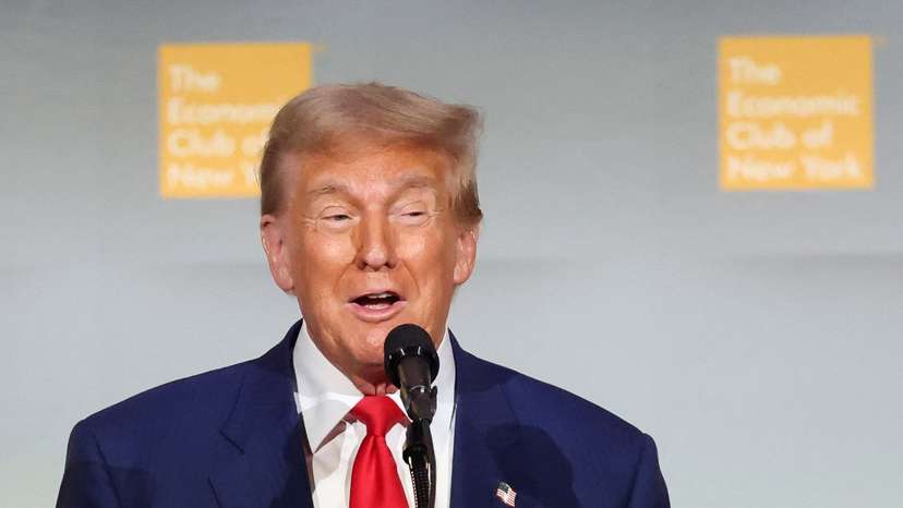 Republican presidential nominee and former U.S. President Trump addresses the Economic Club of New York in New York City