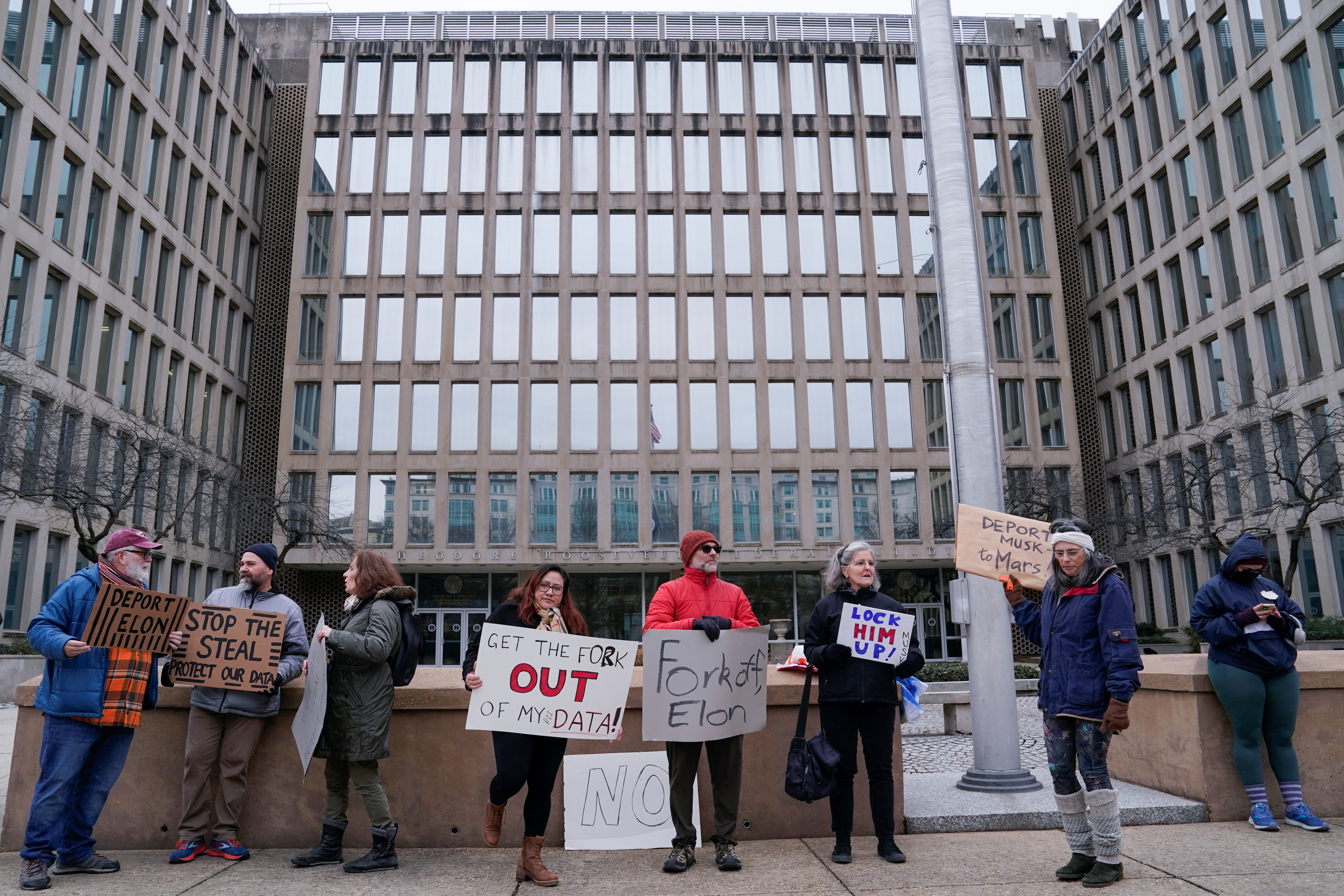 Protest outside Office of Personnel Management headquarters in Washington