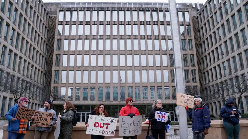 Protest outside Office of Personnel Management headquarters in Washington