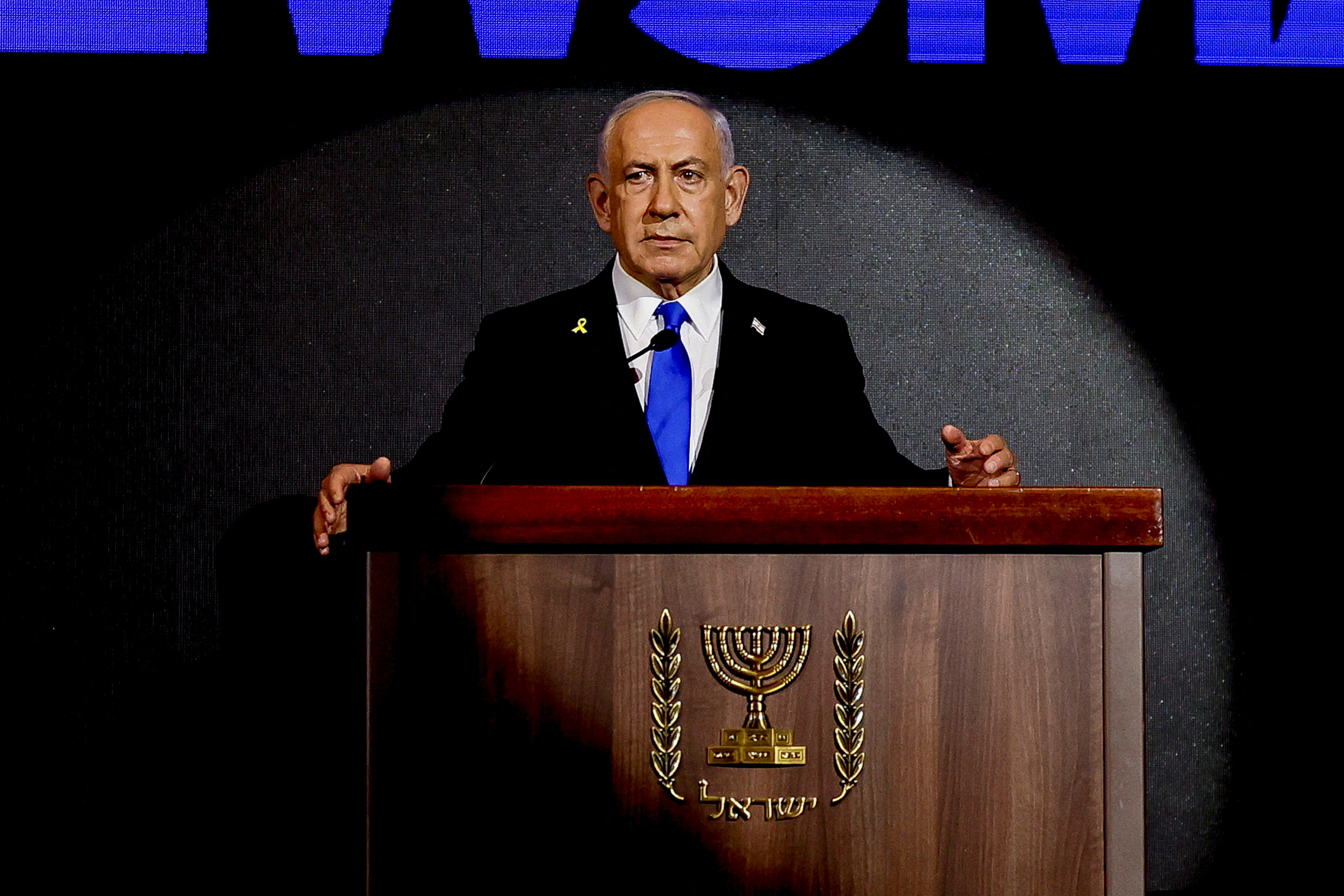 Israeli Prime Minister Benjamin Netanyahu attends the U.S. Independence Day reception, hosted by Newsmax, in Jerusalem