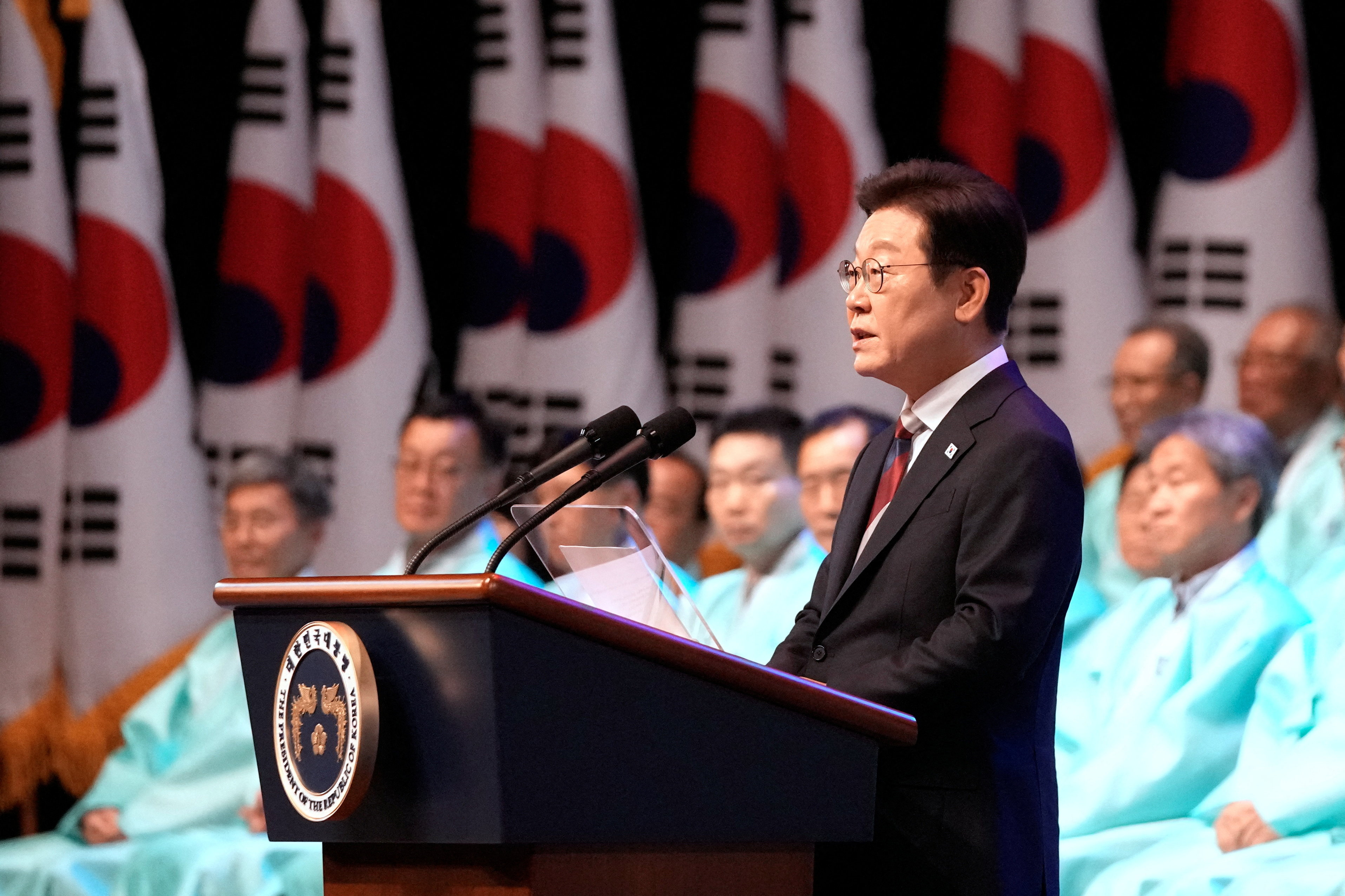 Ceremony to celebrate the 80th anniversary of Korea's liberation, in Seoul