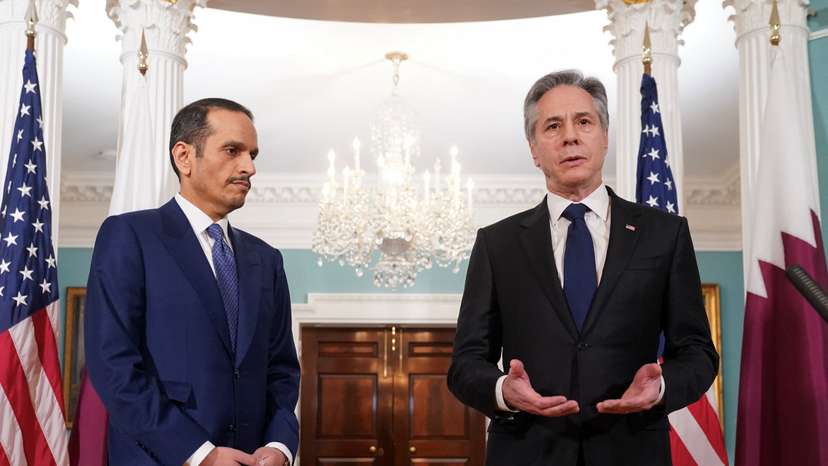 U.S. Secretary of State Blinken meets with Qatar's Prime Minister and Foreign Minister Sheikh Mohammed bin Abdulrahman Al Thani at the State Department in Washington