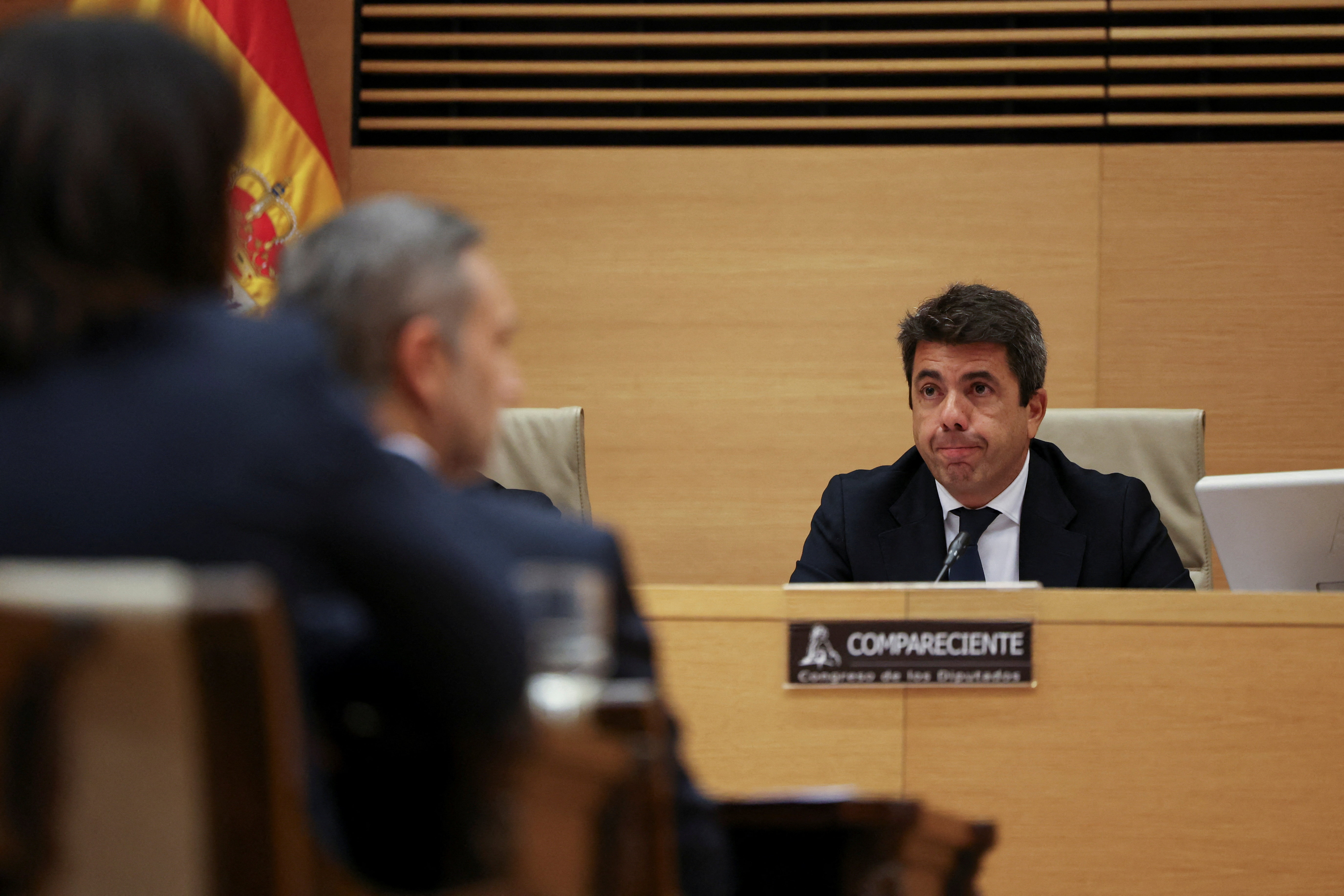 Valencia's acting president Mazon, who resigned in early November, testifies before the parliamentary commission in Madrid