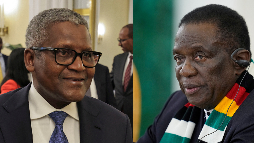 Nigerian businessman, Aliko Dangote and Zimbabwean President, Emmerson Mnangagwa