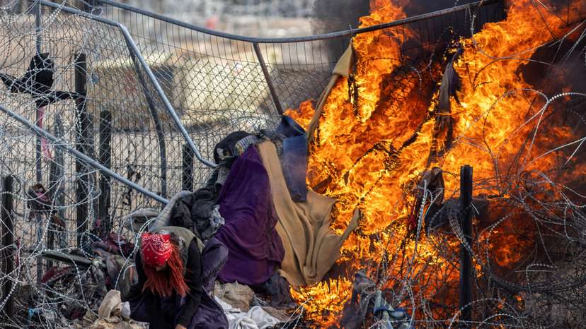 Migrants cross into the U.S. as seen from Ciudad Juarez