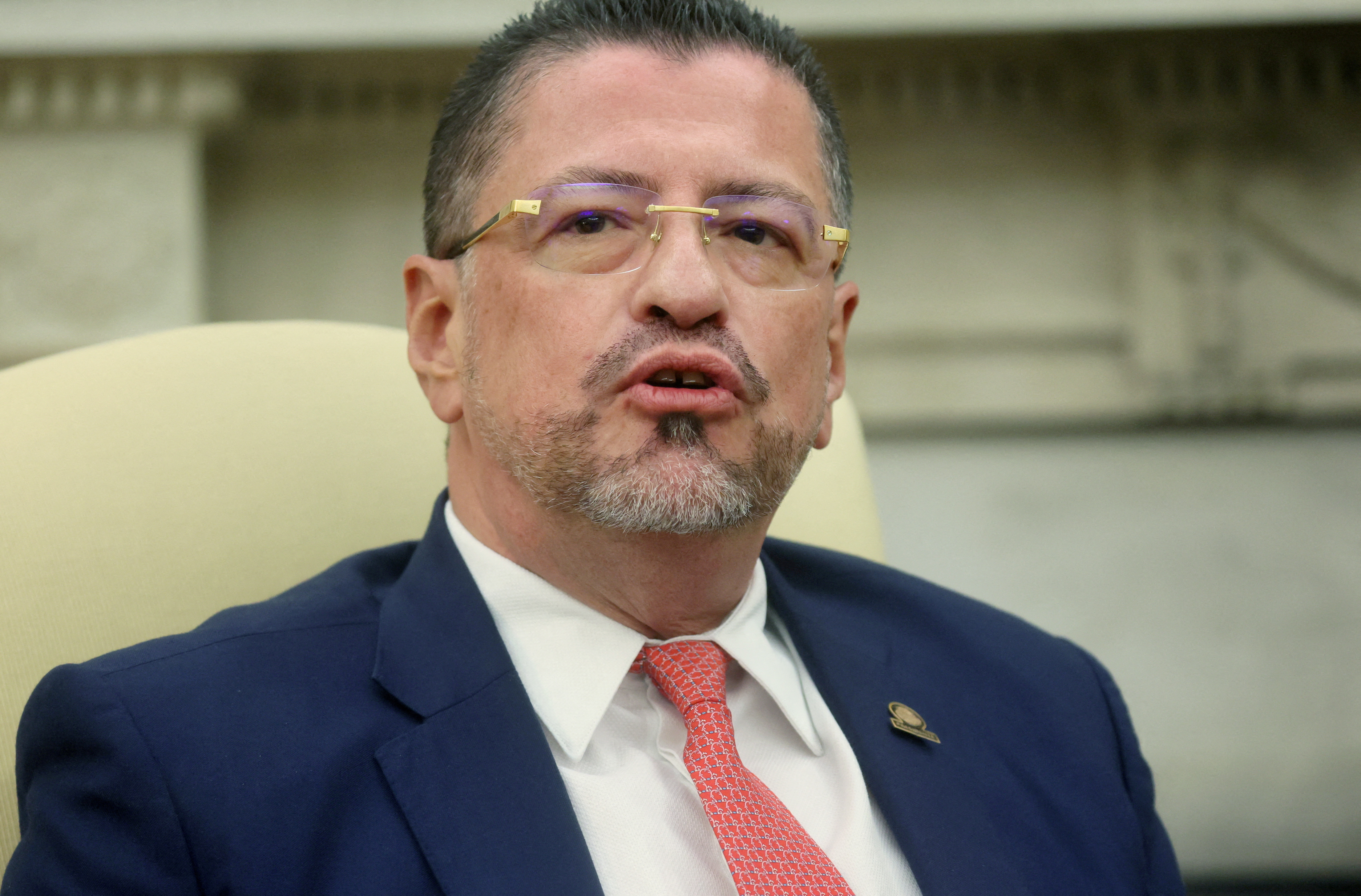 FILE PHOTO: Costa Rica President Rodrigo Chaves Robles  at the White House