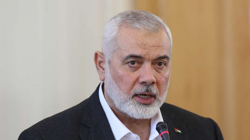 FILE PHOTO: Palestinian group Hamas' top leader, Ismail Haniyeh and Iran's Foreign Minister Hossein Amir Abdollahian attend a press conference in Tehran