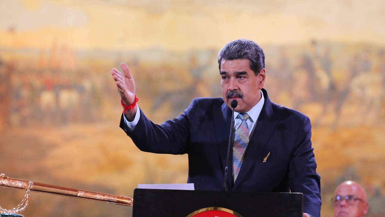 Venezuela's President Nicolas Maduro presents a proposal to reform the constitution in a session of the National Assembly in Caracas