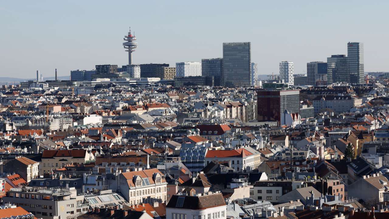 General view of the city center in Vienna
