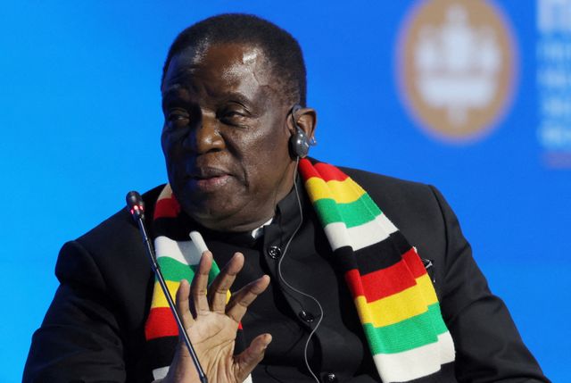 FILE PHOTO: Zimbabwe's President Emmerson Mnangagwa attends a plenary session of the St. Petersburg International Economic Forum (SPIEF) in Saint Petersburg, Russia June 7, 2024. REUTERS/Anton Vaganov/Pool/File Photo