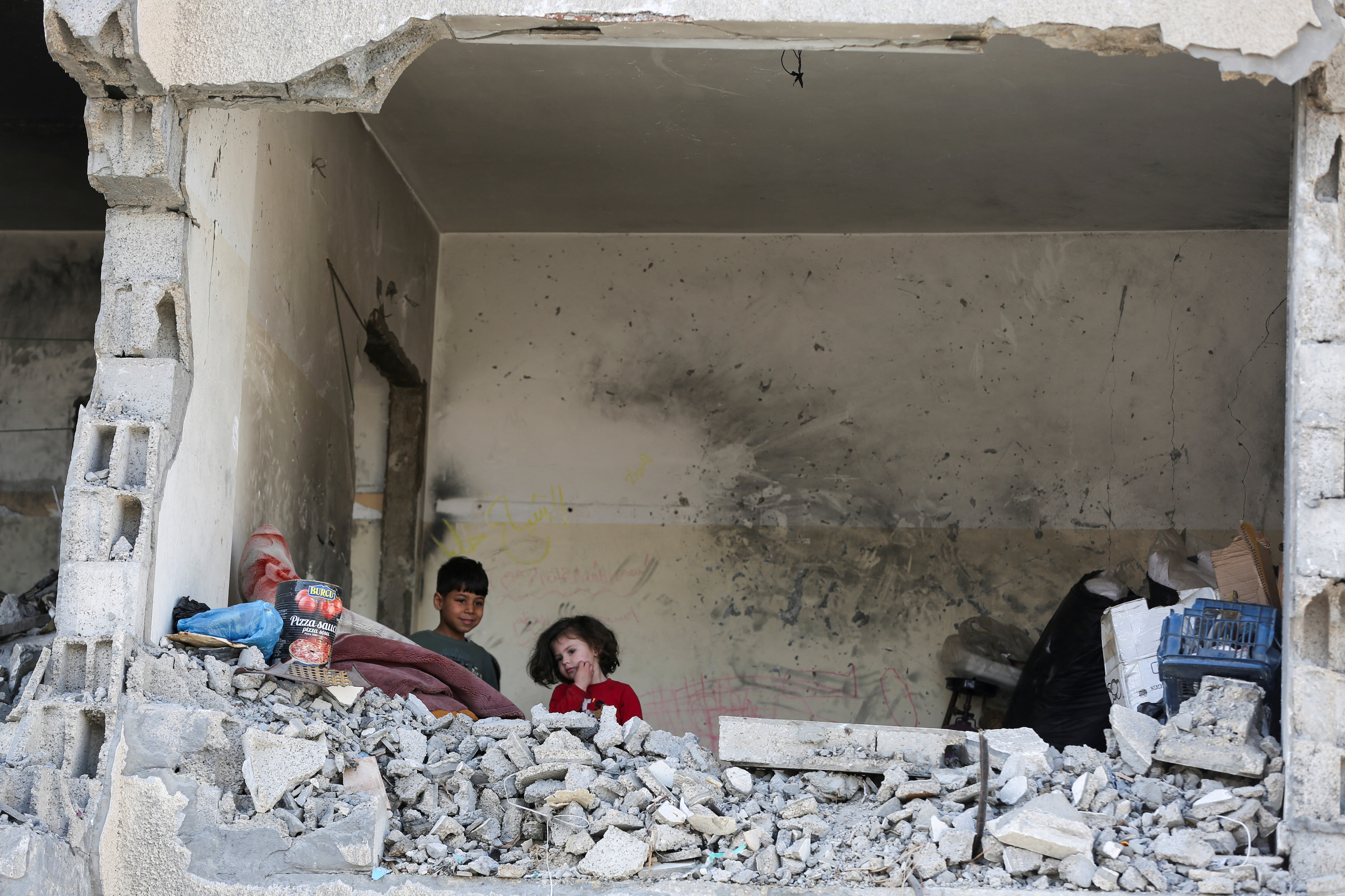 Aftermath of an an Israeli strike, in Rafah
