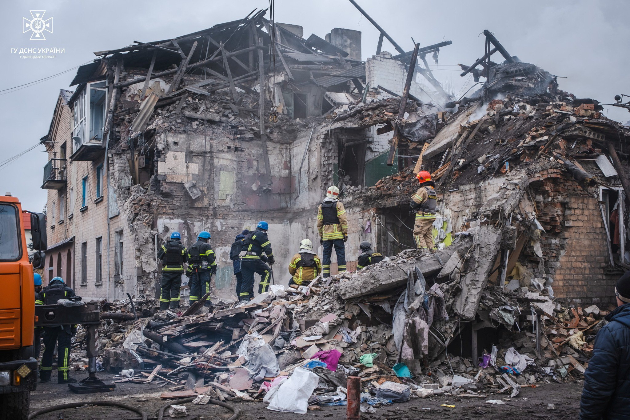 Aftermath of a Russian missile attack in Novohrodivka