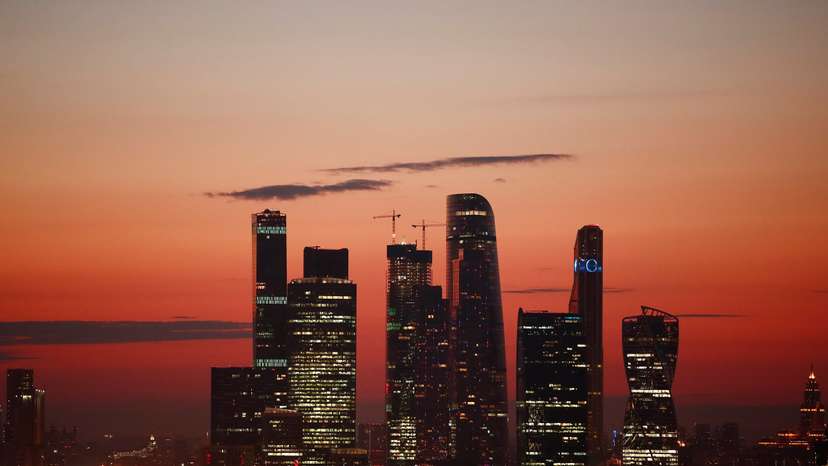 The skyscrapers of the Moscow International Business Centre, also known as "Moskva-City", are seen just after sunset in Moscow