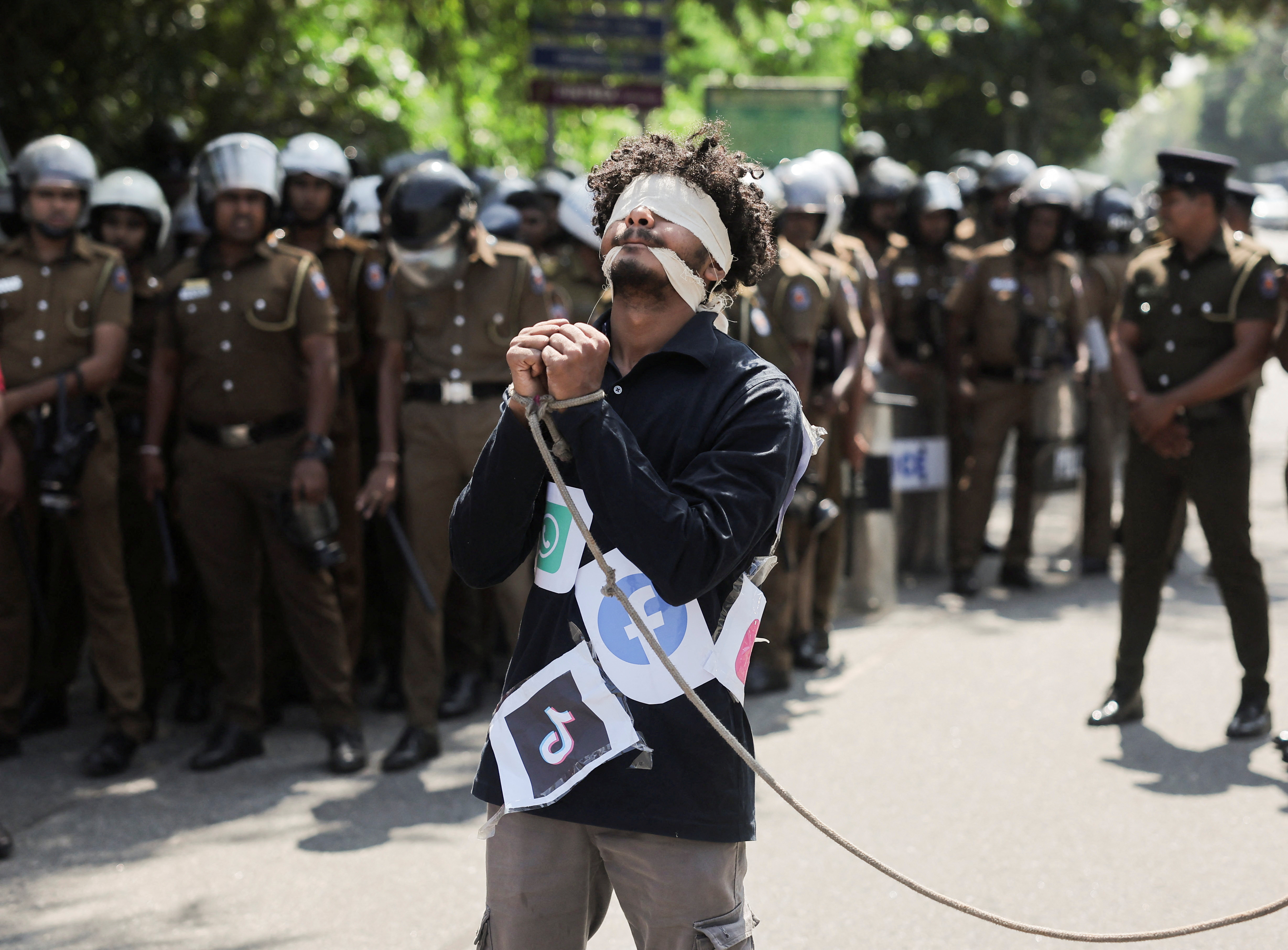 People protest as Sri Lanka's parliament readies to pass an Online Safety Bill