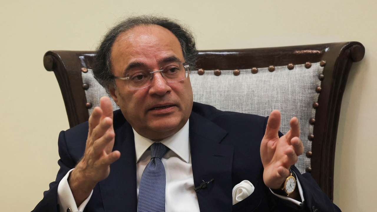 Pakistan Finance Minister Muhammad Aurangzeb attends an interview with Reuters, in Islamabad