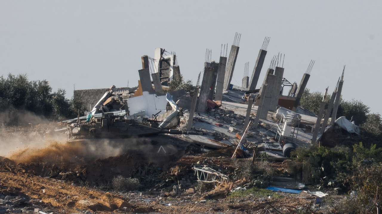 Destroyed buildings lie in ruin in central Gaza