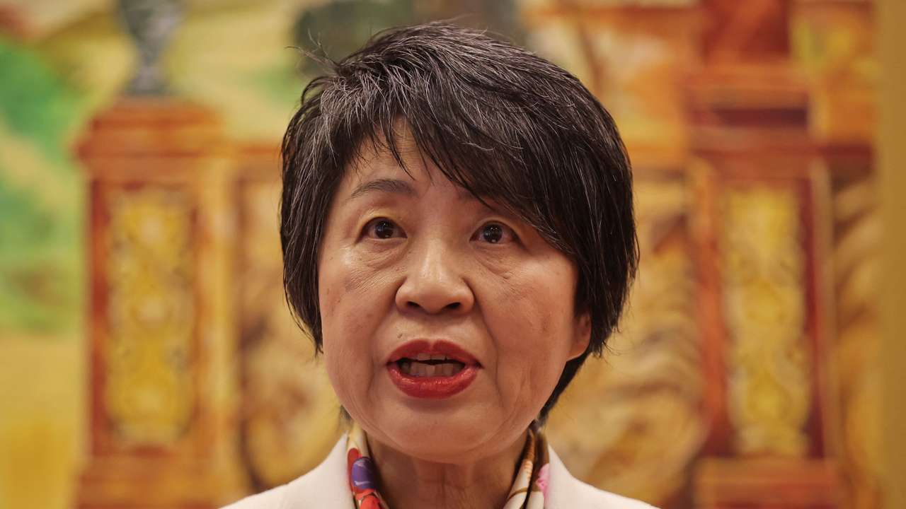 Japanese Foreign Minister Yoko Kamikawa speaks after the bilateral meeting with her Sri Lankan counterpart Ali Sabry in Colombo